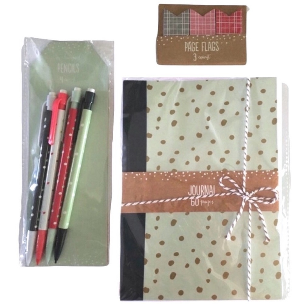 Stationery Set Christmas Dots Page Flags Pencils Journal Planner Accessories